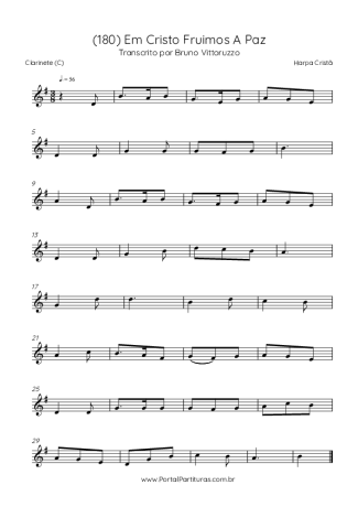 Harpa Cristã (180) Em Cristo Fruimos A Paz score for Clarinet (C)