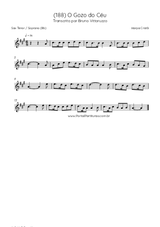 Harpa Cristã (188) O Gozo Do Céu score for Tenor Saxophone Soprano (Bb)