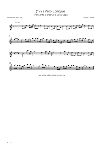 Harpa Cristã (192) Pelo Sangue score for Alto Saxophone