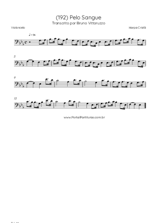 Harpa Cristã (192) Pelo Sangue score for Cello