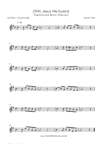 Harpa Cristã (194) Jesus Me Guiará score for Tenor Saxophone Soprano (Bb)