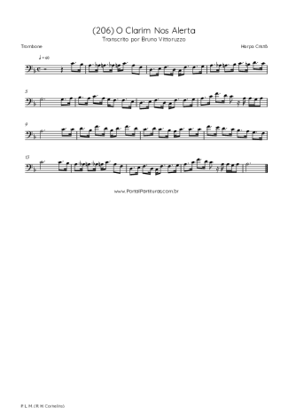 Harpa Cristã (206) O Clarim Nos Alerta score for Trombone