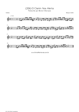 Harpa Cristã (206) O Clarim Nos Alerta score for Violin