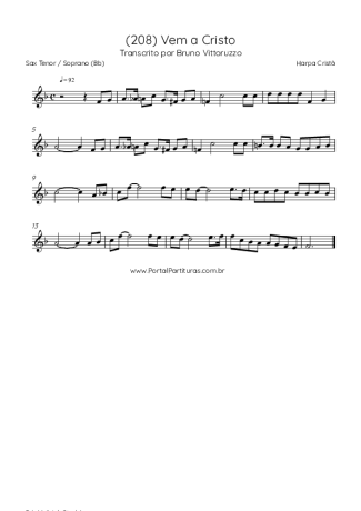 Harpa Cristã (208) Vem A Cristo score for Tenor Saxophone Soprano (Bb)