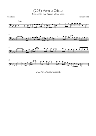 Harpa Cristã (208) Vem A Cristo score for Trombone