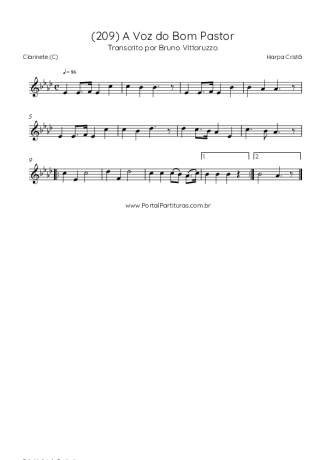 Harpa Cristã (209) A Voz Do Bom Pastor score for Clarinet (C)