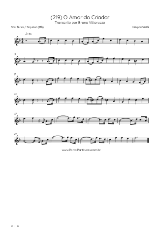 Harpa Cristã (219) O Amor Do Criador score for Tenor Saxophone Soprano (Bb)