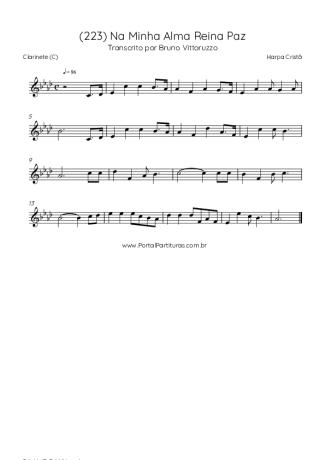 Harpa Cristã (223) Na Minha Alma Reina Paz score for Clarinet (C)