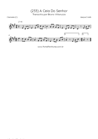 Harpa Cristã (233) A Ceia Do Senhor score for Clarinet (C)