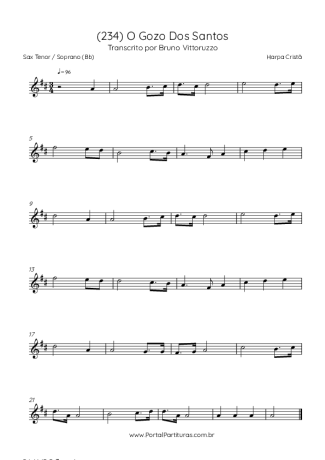 Harpa Cristã (234) O Gozo Dos Santos score for Tenor Saxophone Soprano (Bb)