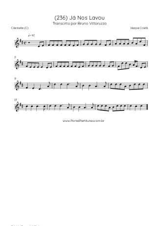 Harpa Cristã (236) Já Nos Lavou score for Clarinet (C)