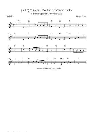 Harpa Cristã (237) O Gozo De Estar Preparado score for Keyboard