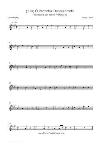 Harpa Cristã (238) Ó Pecador Desalentado score for Clarinet (Bb)