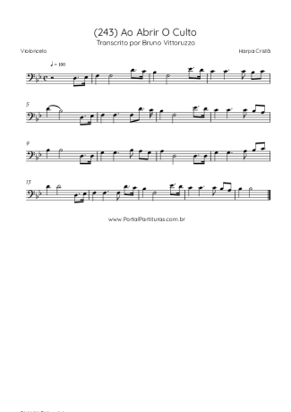 Harpa Cristã (243) Ao Abrir O Culto score for Cello