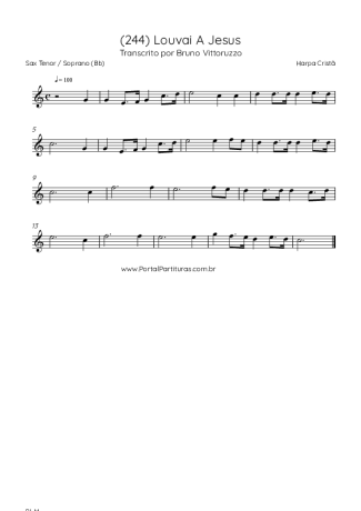 Harpa Cristã (244) Louvai A Jesus score for Tenor Saxophone Soprano (Bb)