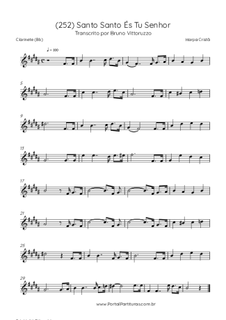Harpa Cristã (252) Santo Santo És Tu Senhor score for Clarinet (Bb)