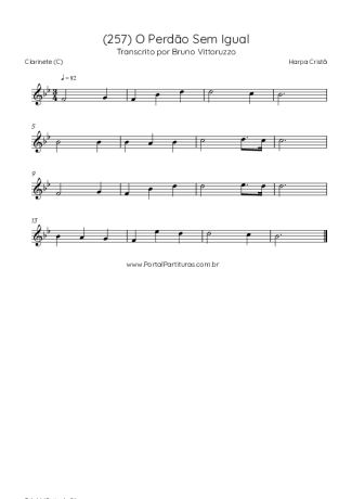 Harpa Cristã (257) O Perdão Sem Igual score for Clarinet (C)