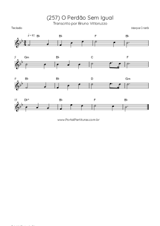Harpa Cristã (257) O Perdão Sem Igual score for Keyboard