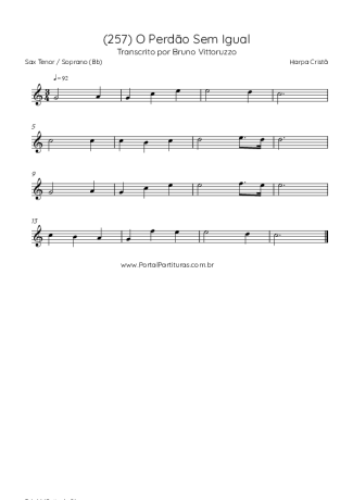 Harpa Cristã (257) O Perdão Sem Igual score for Tenor Saxophone Soprano (Bb)