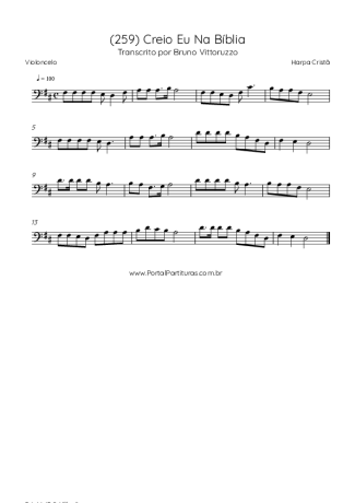 Harpa Cristã (259) Creio Eu Na Bíblia score for Cello