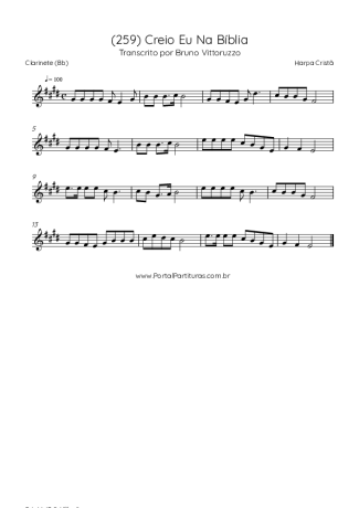 Harpa Cristã (259) Creio Eu Na Bíblia score for Clarinet (Bb)