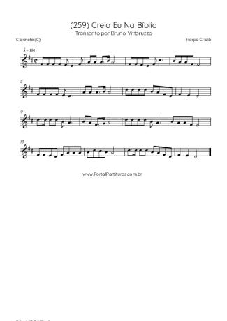 Harpa Cristã (259) Creio Eu Na Bíblia score for Clarinet (C)