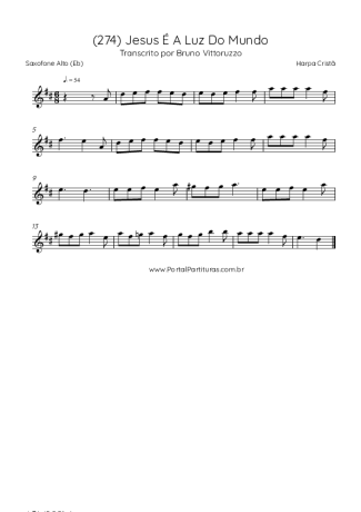 Harpa Cristã (274) Jesus É A Luz Do Mundo score for Alto Saxophone