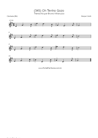 Harpa Cristã (345) Oh Tenho Gozo score for Clarinet (Bb)