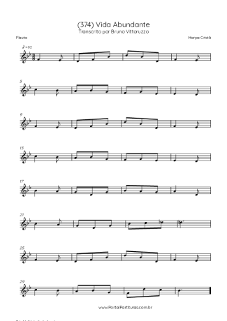 Harpa Cristã (374) Vida Abundante score for Flute