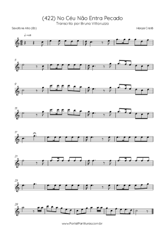 Harpa Cristã (422) No Céu Não Entra Pecado score for Alto Saxophone