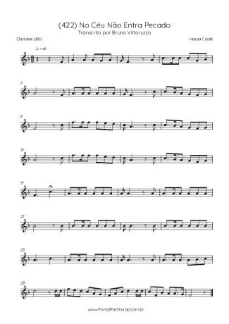 Harpa Cristã (422) No Céu Não Entra Pecado score for Clarinet (Bb)