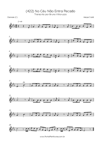 Harpa Cristã (422) No Céu Não Entra Pecado score for Clarinet (C)