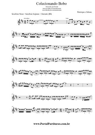 Henrique e Juliano  score for Tenor Saxophone Soprano (Bb)