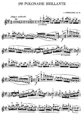 Henryk Wieniawski Second Polonaise Brillante score for Violin