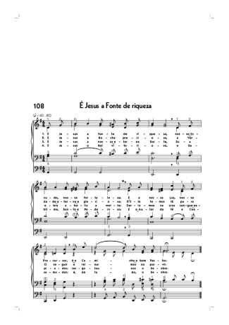 Hinário CCB (108) É Jesus A Fonte De Riqueza score for Organ