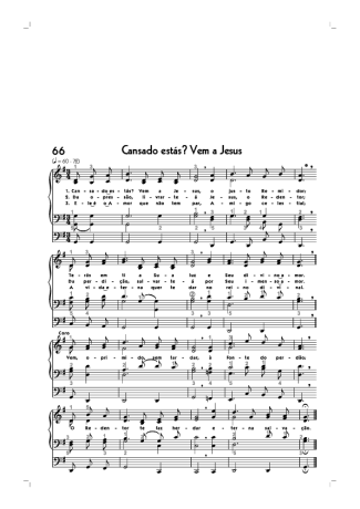 Hinário CCB (66) Cansado Estás_ Vem A Jesus score for Organ