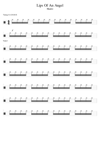 Hinder Lips Of An Angel score for Drums