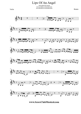 Hinder Lips Of An Angel score for Violin