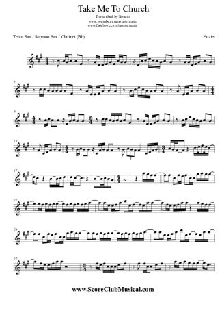 Hozier Take Me To Church score for Clarinet (Bb)