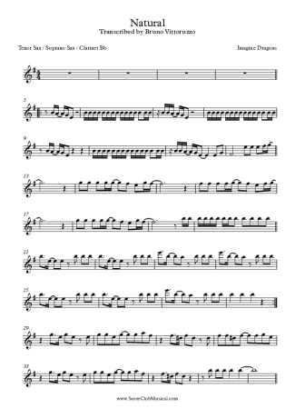 Imagine Dragons  score for Clarinet (Bb)