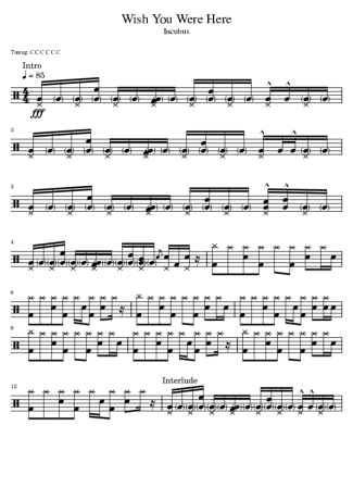 Incubus Wish You Were Here score for Drums