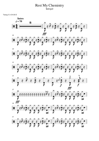 Interpol Rest My Chemistry score for Drums