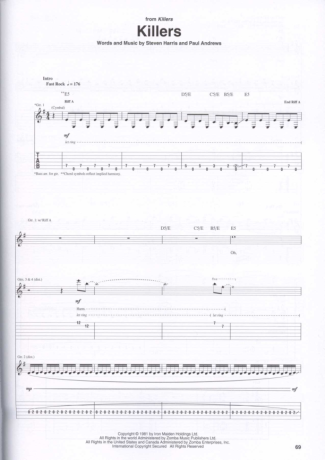 Iron Maiden Killers score for Guitar