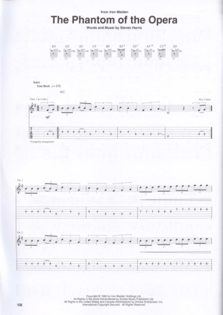 Iron Maiden The Phantom Of The Opera score for Guitar
