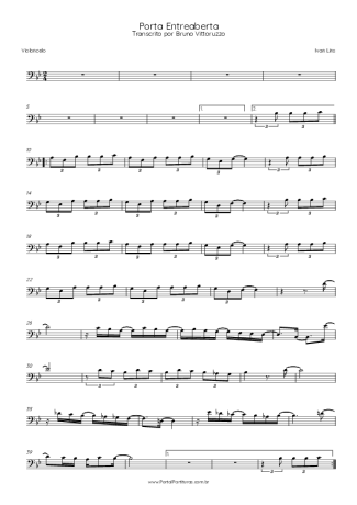 Ivan Lins Porta Entreaberta score for Cello