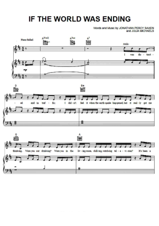 JP Saxe If The World Was Ending (feat Julia Michaels) score for Piano