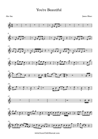 James Blunt You´re beautiful score for Alto Saxophone