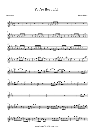 James Blunt You´re beautiful score for Harmonica