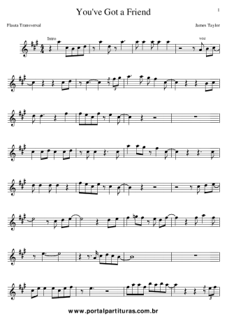 James Taylor You´ve Got a Friend score for Flute