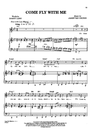 James Van Heusen Come Fly With Me score for Piano